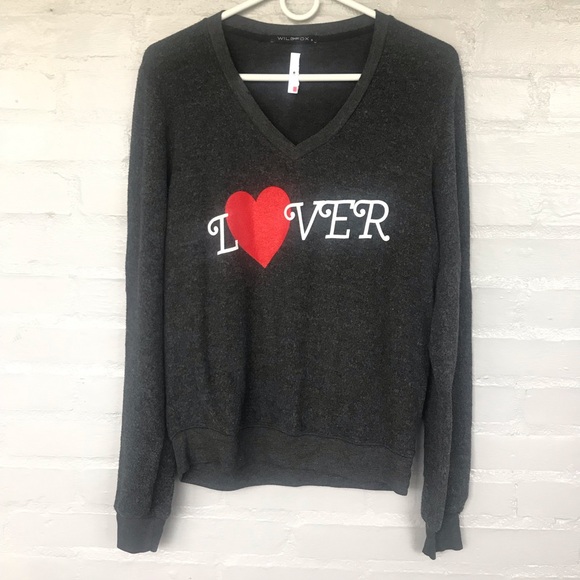 Wildfox Tops - NWOT Wildfox Lover grey brushed knit top S